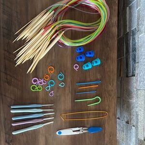 Colorful Knitting and Crochet Tool Set